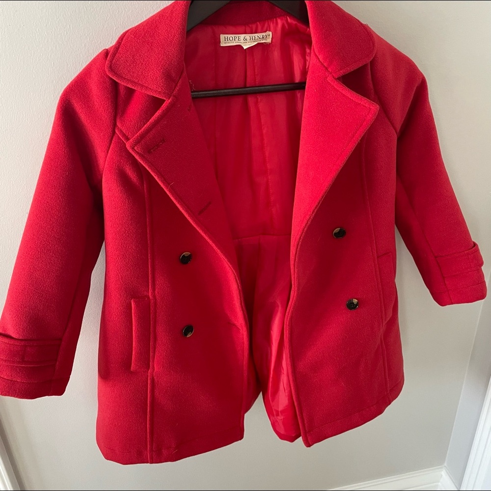 Little Girls Red Wool Coat